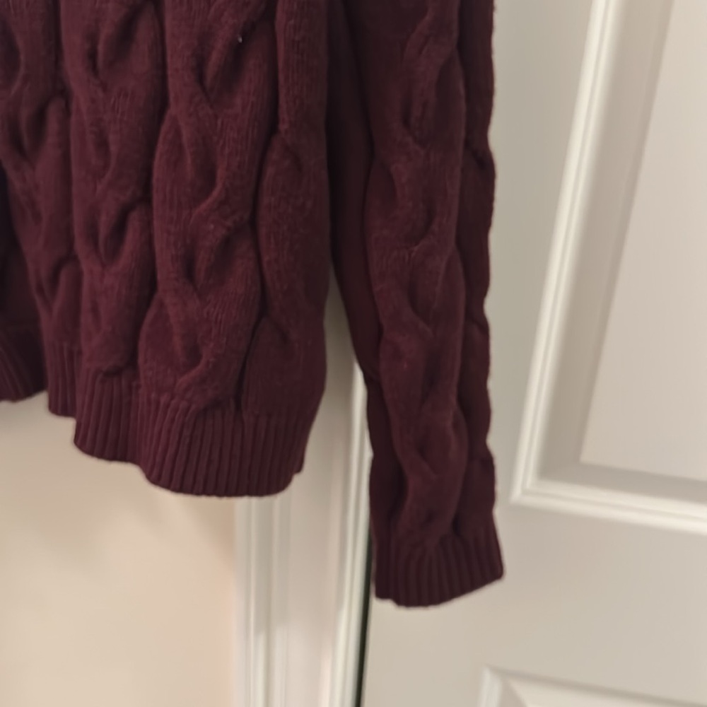 Talbots thick burgundy zipper sweater, size petite small - Picture 6 of 10